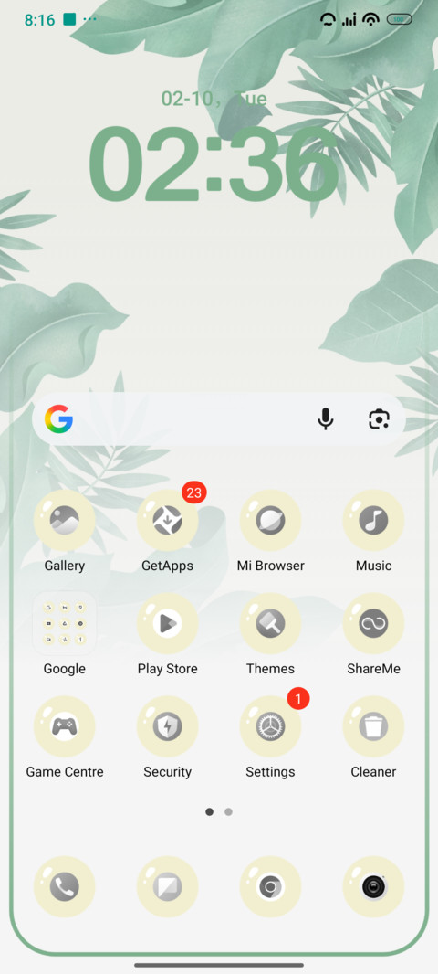 Light green screenshot
