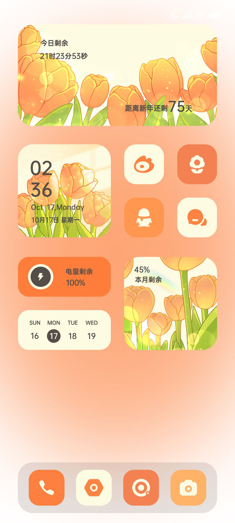 简约 橘色郁金香 screenshot