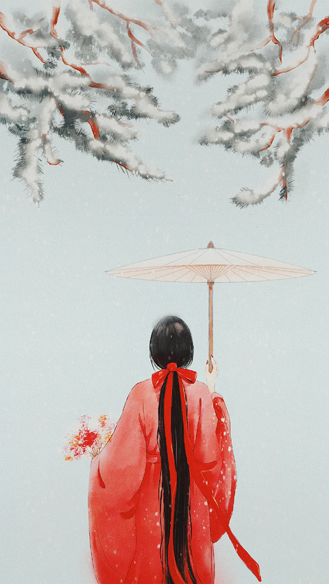 A Beautiful Girl in Red With An Umbrella screenshot