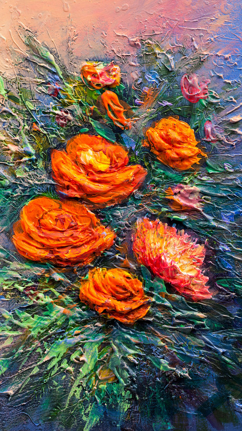 Flowers in spring oil painting colors screenshot