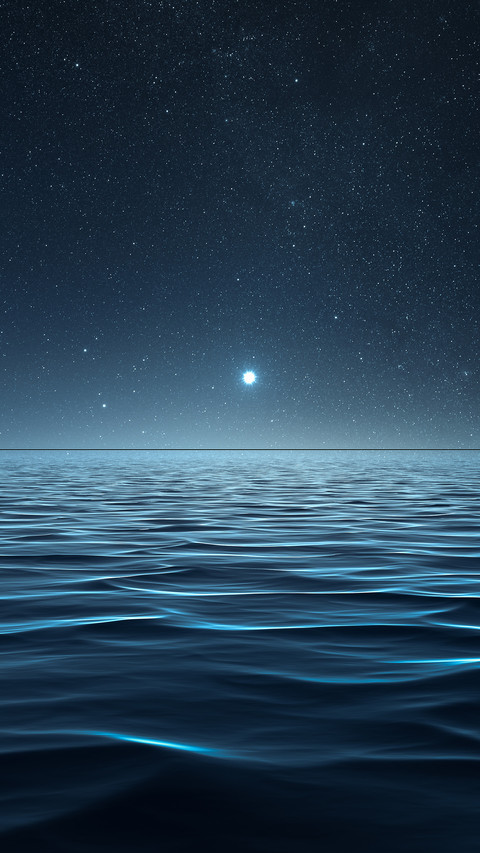 Starry sky on blue sea level screenshot