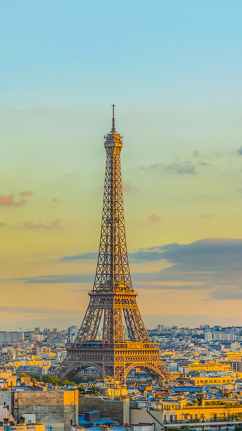 Paris view from Arc de Triomphe at sunset screenshot