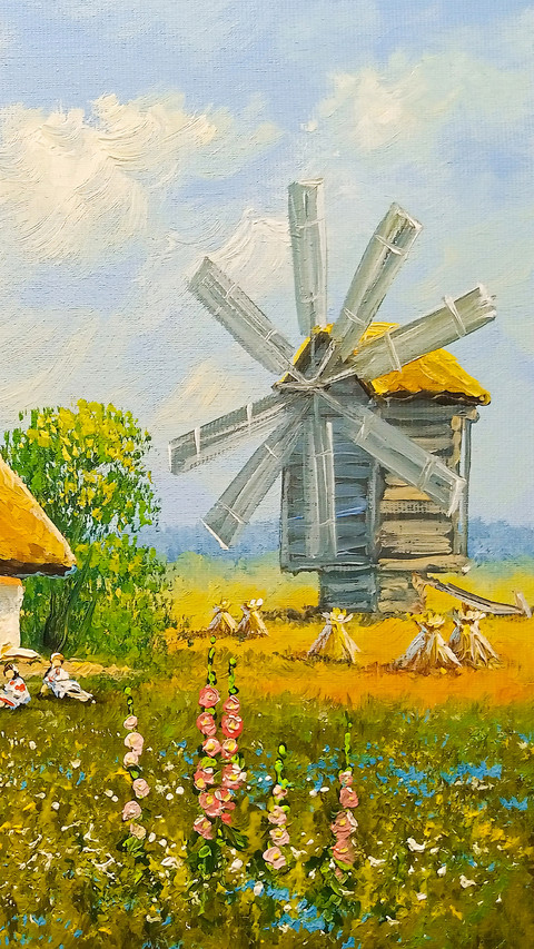 Rural Countryside Farmland Oil Painting screenshot