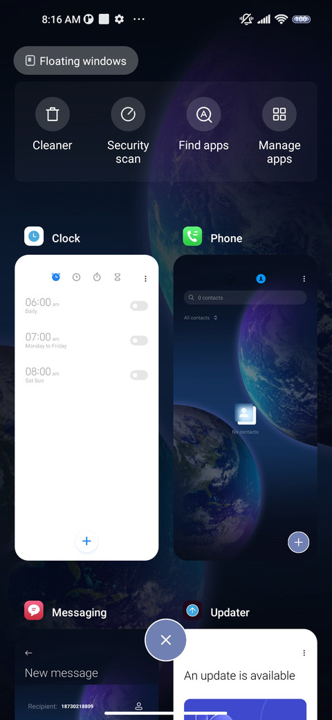 Icon interaction screenshot