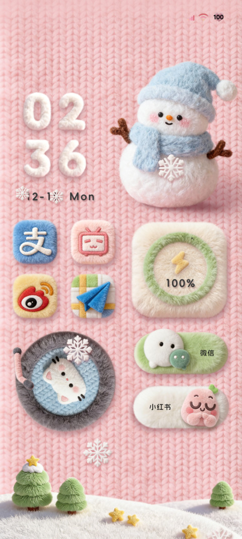 针织毛绒雪人大图标 screenshot