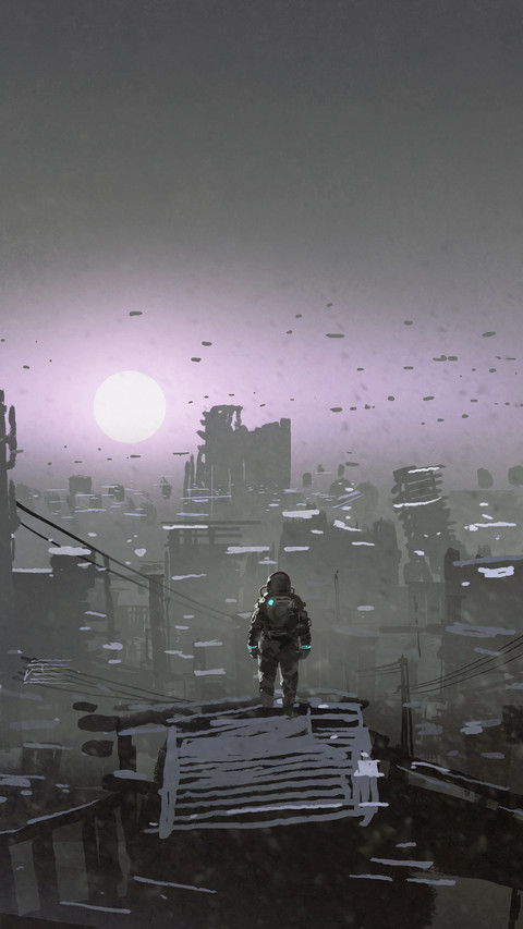 Man Looking at Sunset on a Rooftop of the Building screenshot