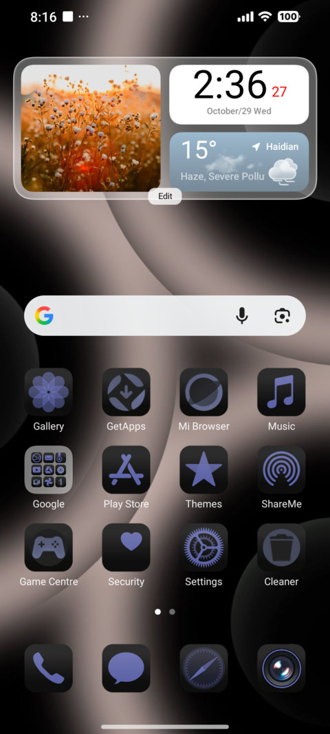 Blue color screenshot