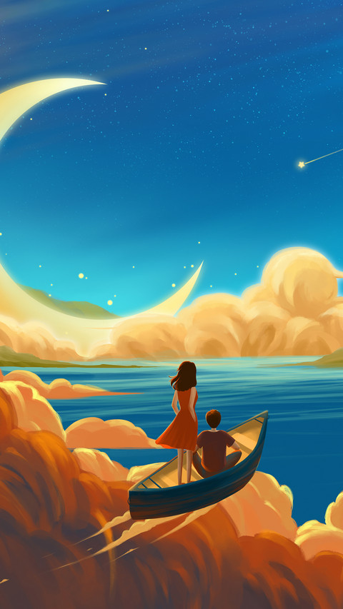 Couple Flying in The Sky in A Small Boat screenshot
