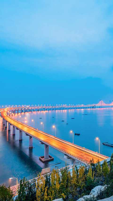 Night scenery of Dalian sea-crossing bridge in Dalian screenshot