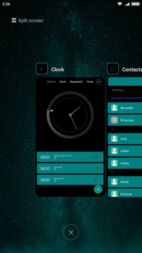 Black Teal UI screenshot