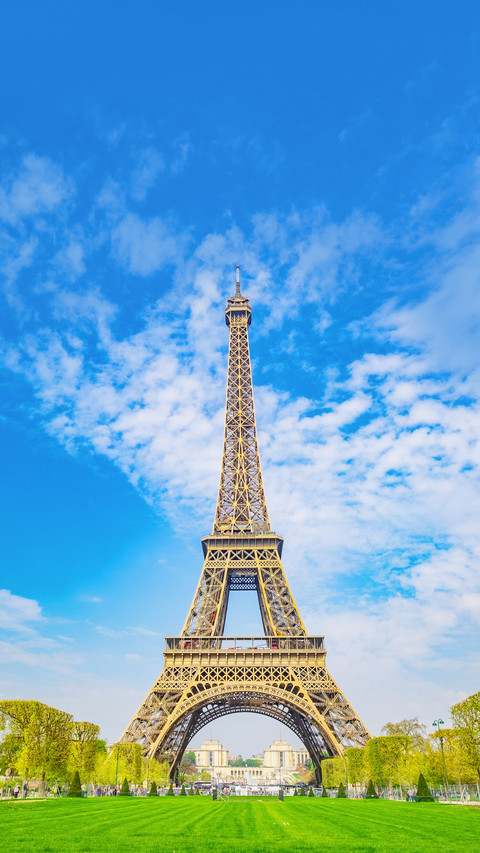 Eiffel Tower in Cloudy Beautiful Sky Day Paris, France screenshot