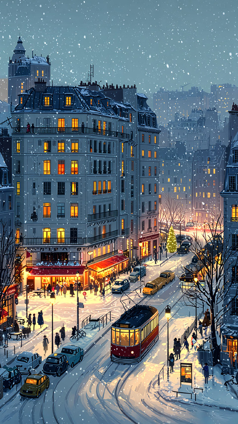 冬夜街景绘 screenshot