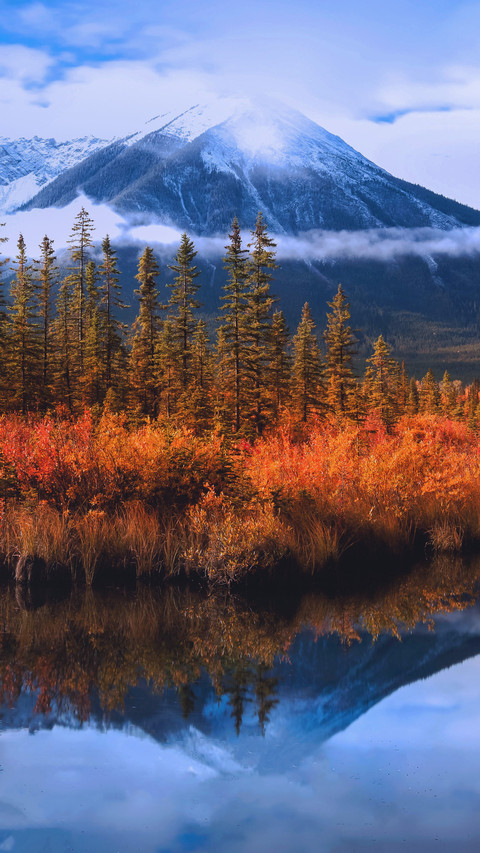 The autumn of zhusha lake paints the banff area screenshot
