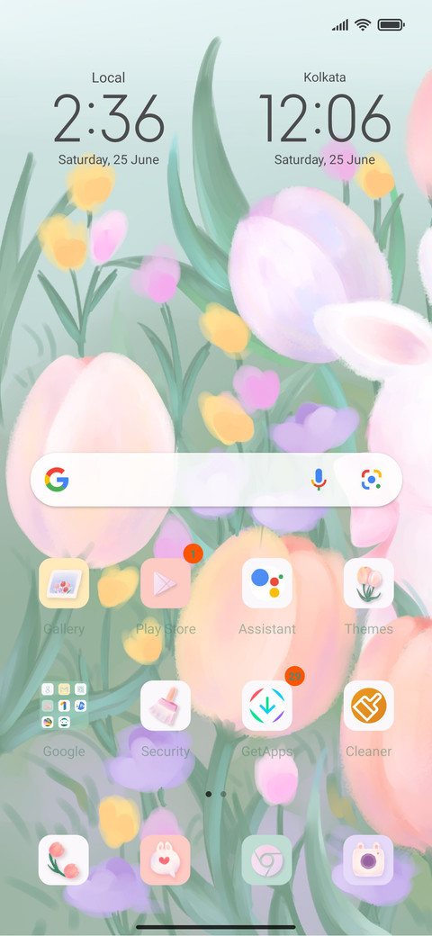 Rabbits in flowers screenshot