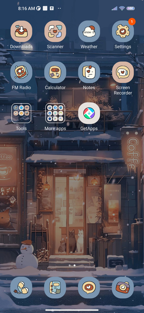 Winter coffee cat screenshot