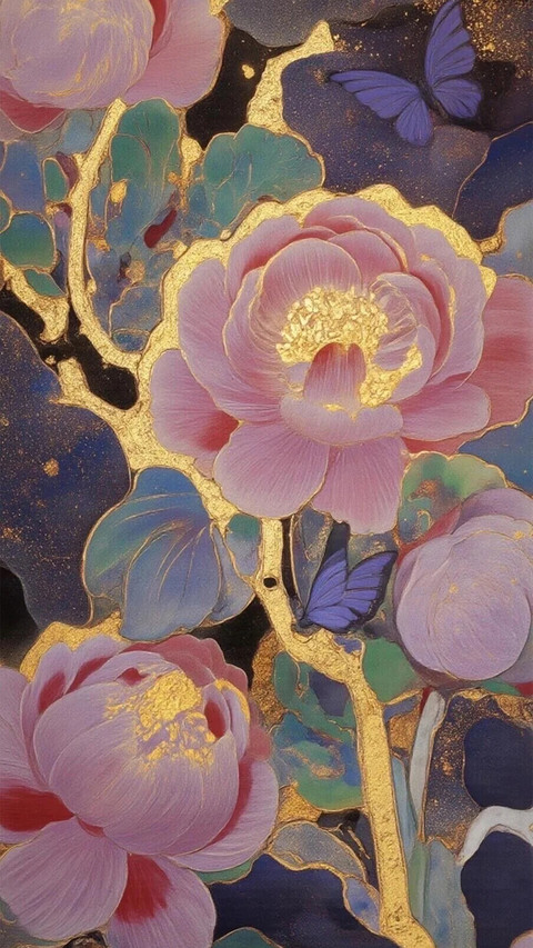 花卉国风壁纸-锐景创意 screenshot