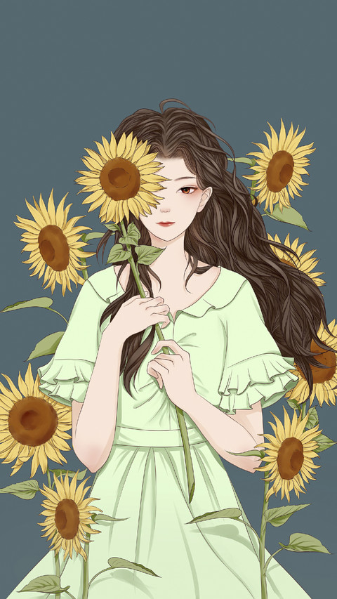 Girl Holding Sunflower screenshot
