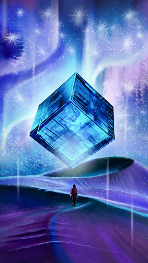 The Cube Girl of the Universe Under the Desert Aurora screenshot