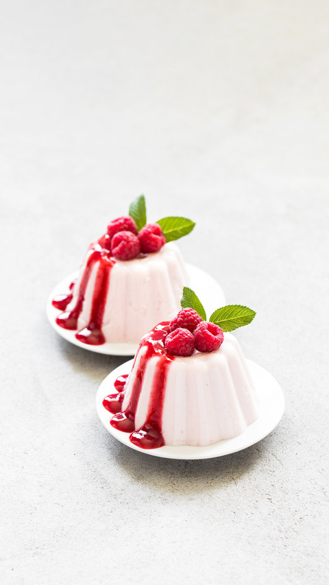 Italian Raspberry Panna Cotta dessert on plate screenshot