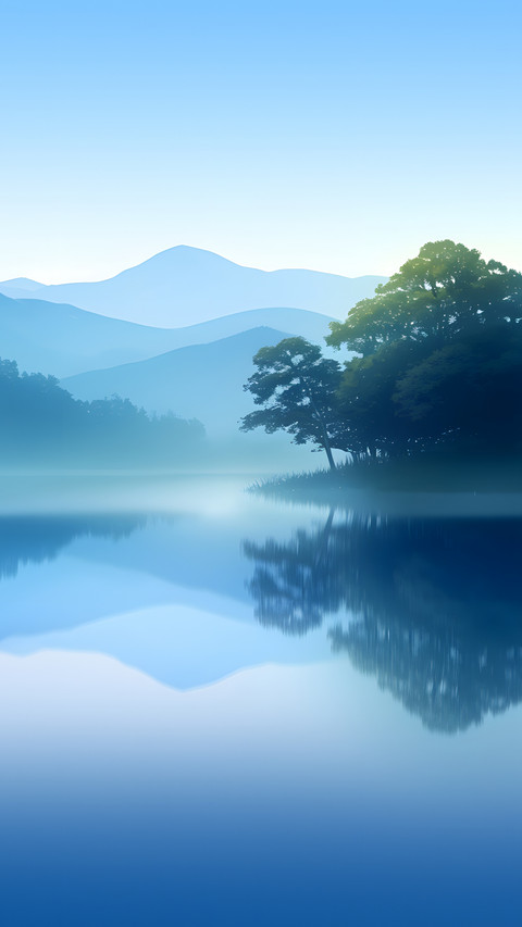 Calm Lake, Morning Mist, A Scene of Serene Beauty screenshot