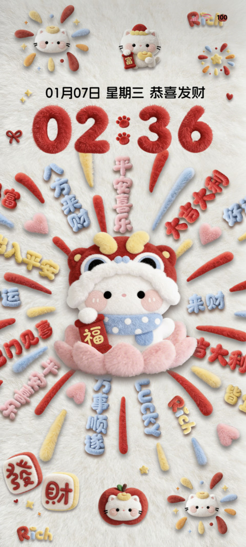 毛绒大图标新年猫猫 screenshot