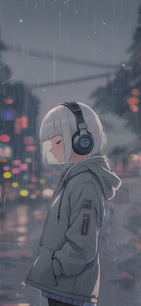 在雨中带耳机 screenshot