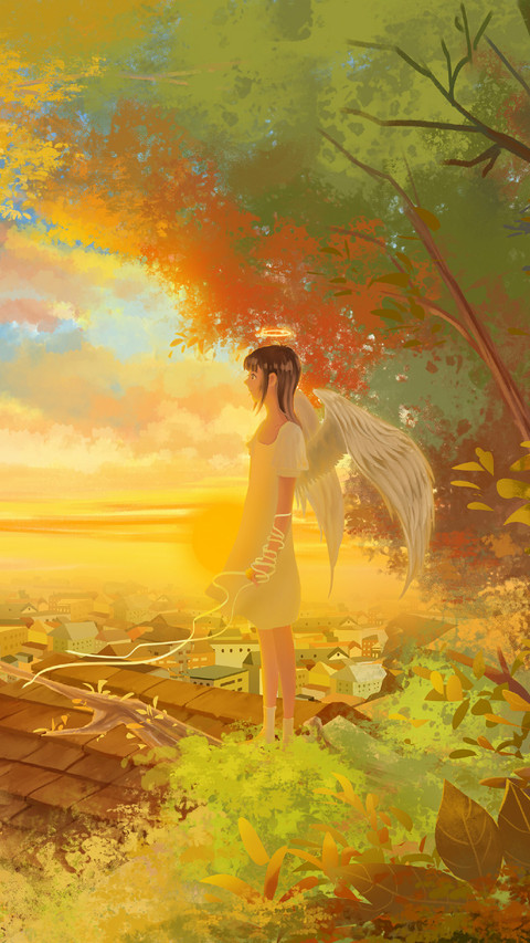 Angel Girl Standing on The Roof screenshot