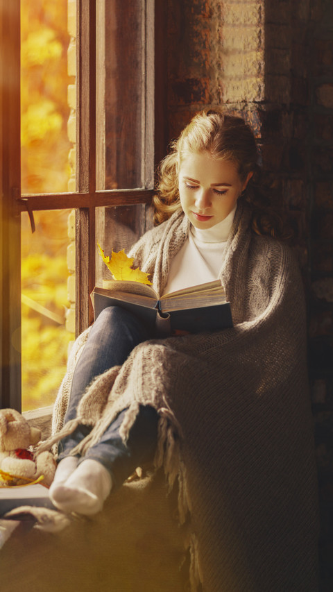 Beautiful Girl Reading by The Window screenshot