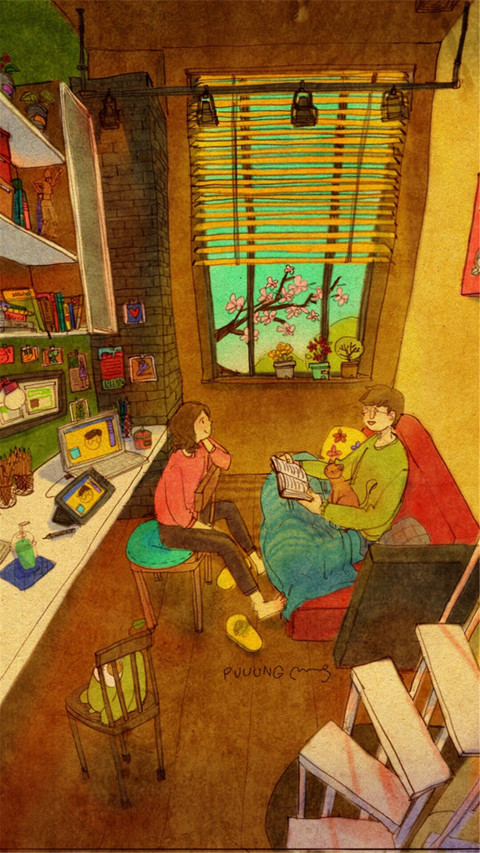 暖心爱情插画 screenshot
