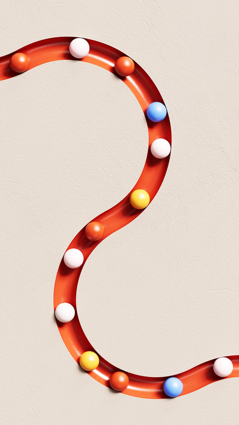 A sphere rolling along a red path screenshot