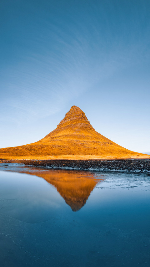 Beautiful view of the Kirkjufell high mountain in Iceland screenshot