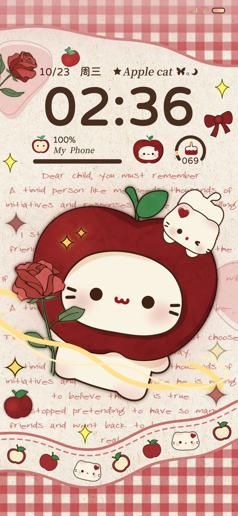 ins复古苹果小猫 screenshot
