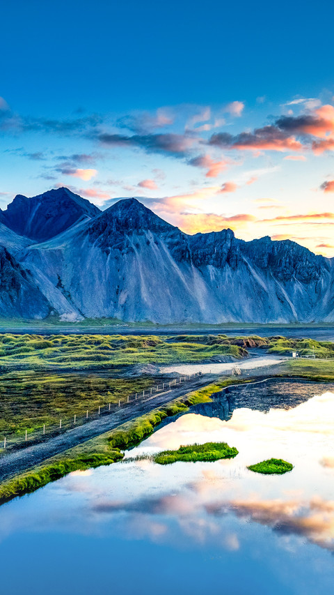 Majestic sunrise over Vestrahorn mountain with wilderness screenshot