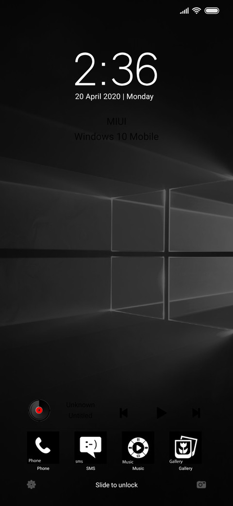 Black Windows 10 Mobile v10 screenshot