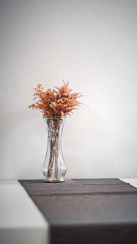 Dry flower in vase, background space on the table screenshot
