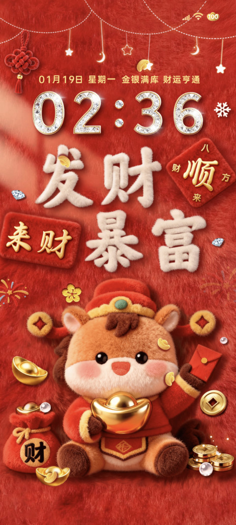 新年红马年发财毛绒 screenshot