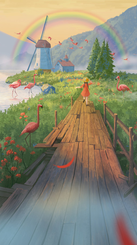 Girl Running in The Grass Full of Flowers screenshot