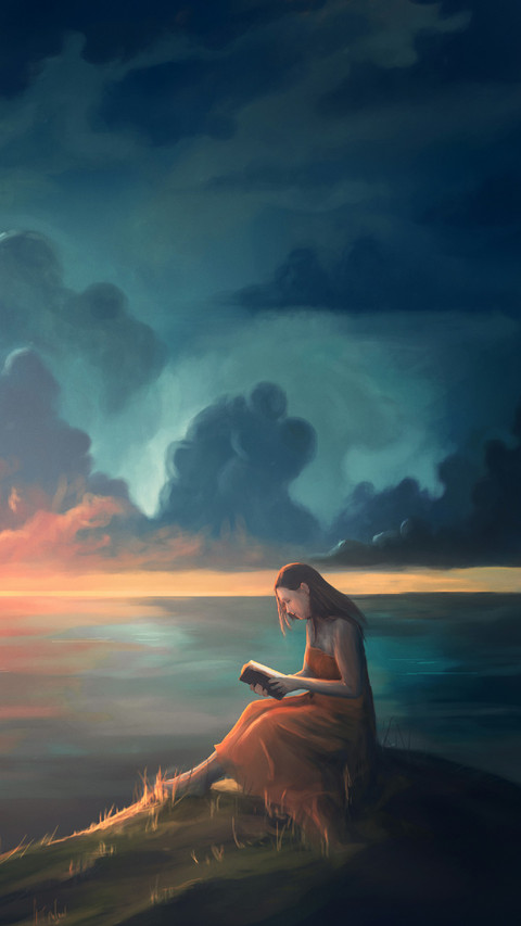 Woman is Sitting on The Grass Reading screenshot