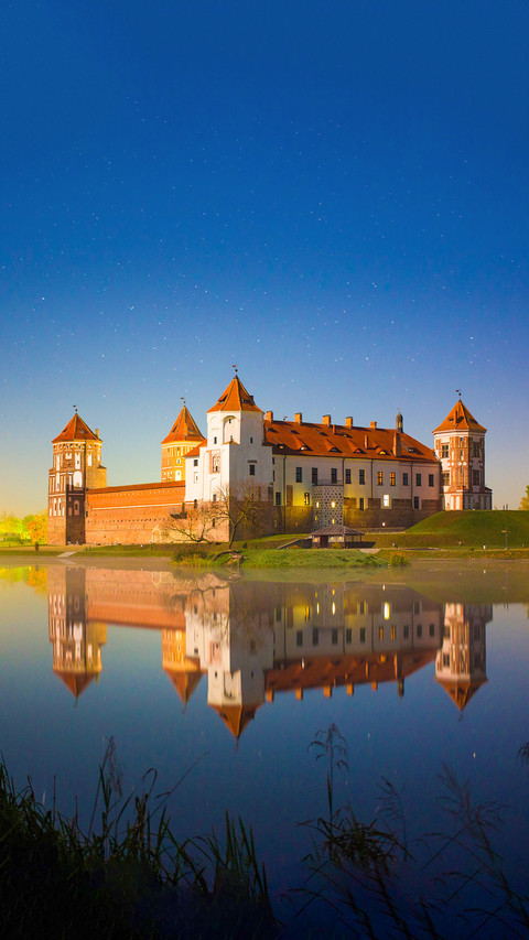 Famous Mir castle (Belarus) in moonlight screenshot