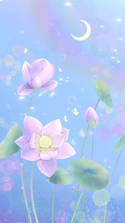 Moonlight and starry rainbow in lotus pond screenshot