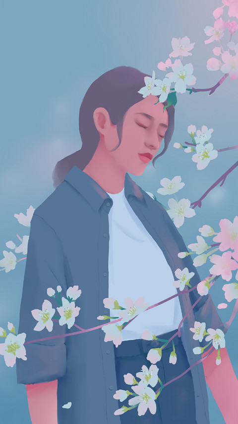 A Beautiful Woman in The Flowers screenshot