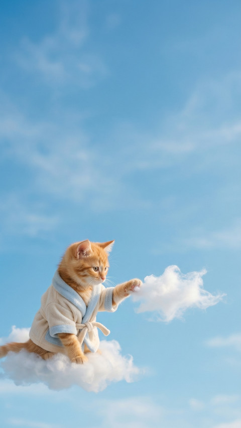 Dreamy Kitten Playing on Clouds screenshot