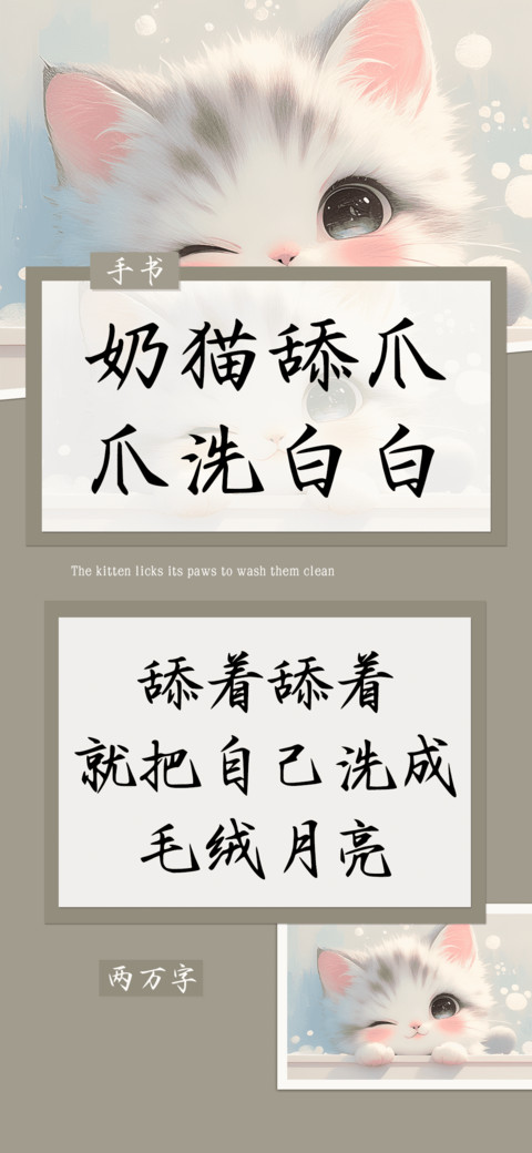 奶猫舔爪爪洗白白 screenshot