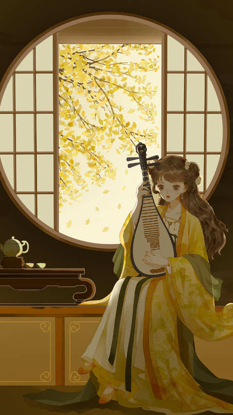 The Beautiful Woman in A Long Dress is Playing The Pipa screenshot