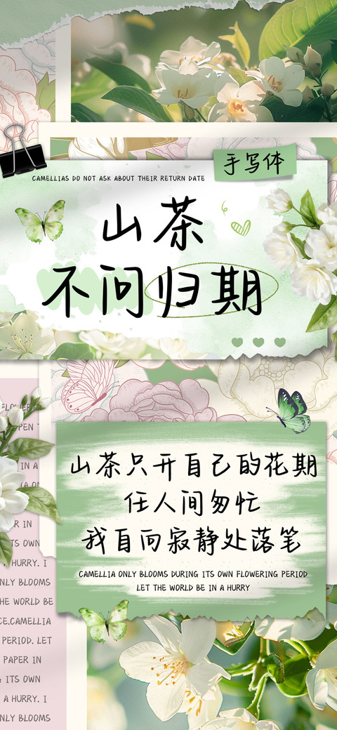 山茶不问归期手写体 screenshot