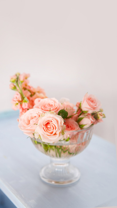 Pink roses in a glass vase against the background screenshot