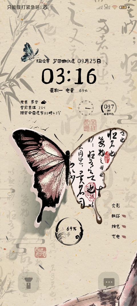 国风书法蝴蝶光影 screenshot