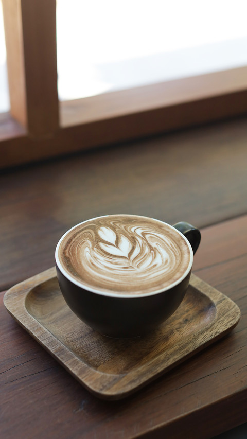 coffee latte on wood bar screenshot