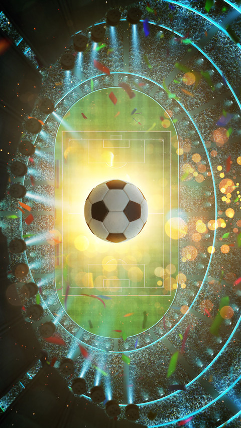 Aerial top angle view of soccer stadium with illumination screenshot