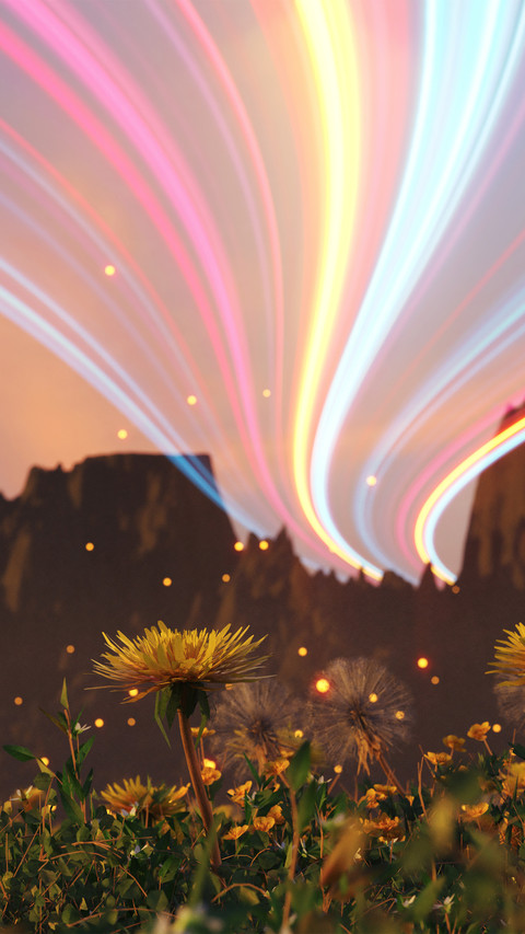 The light trails on the mountain landscape screenshot
